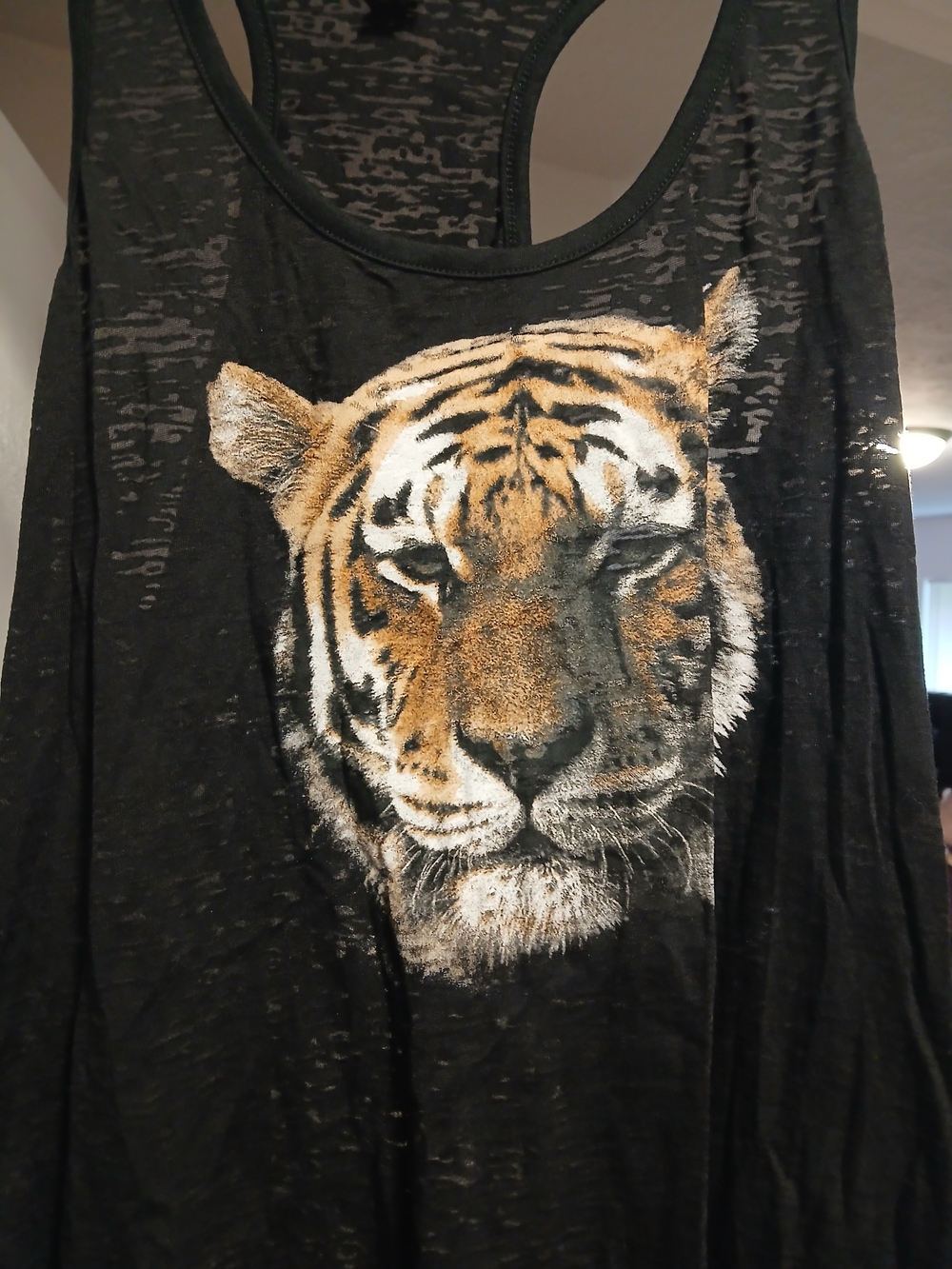 No Boundaries Black Racerback Tank with Tiger Face Graphic - Picture 3 of 5
